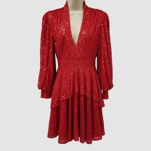 Designer ONE33 Social Elegant Red Sequin Dress